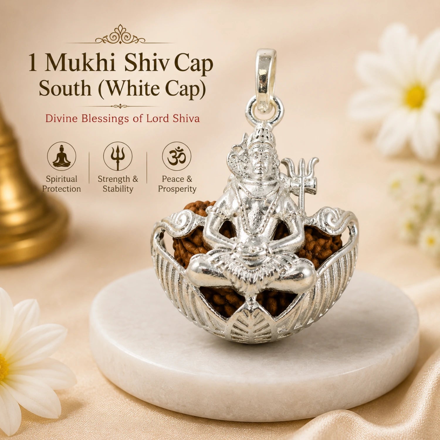1 Mukhi Shiv cap South (White Cap)